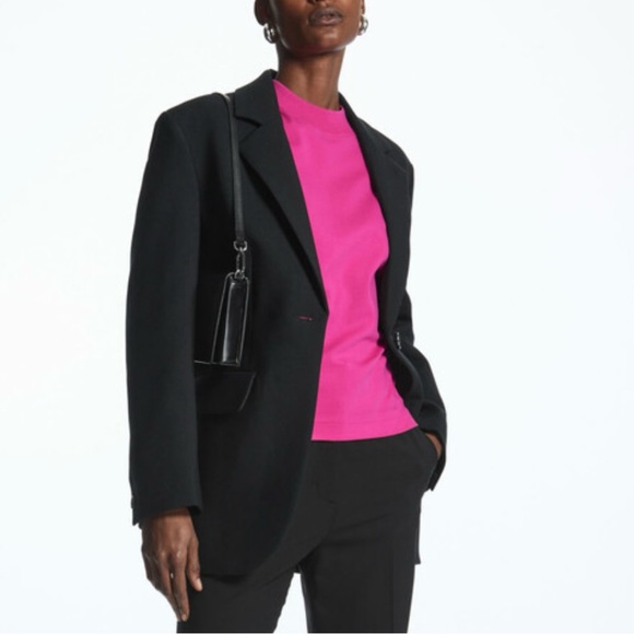 NWOT COS Mock Neck Fuchsia T-Shirt Size XS 100% Cotton - Picture 7 of 10